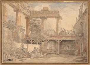 Roman Ruins, Villa Pamfili, 1774. Hubert Robert (French, 1733-1808). Pen and black ink and