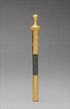 Ear Rod, c. 700-900. Panama, Conte style, 5th - 10th century. Hammered gold, with greenstone;