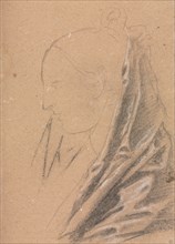 Verona Sketchbook: Female head with drapery  (page 81), 1760. Francesco Lorenzi (Italian,