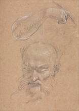 Verona Sketchbook: Head of a bearded man and right arm and hand (page 59), 1760. Francesco Lorenzi