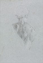 Verona Sketchbook: Male nude head and shoulders from behind (page 62), 1760. Francesco Lorenzi