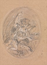 Verona Sketchbook: Figure with child in roundel (page 67), 1760. Francesco Lorenzi (Italian,
