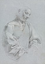 Verona Sketchbook: Male figure with drapery (page 71), 1760. Francesco Lorenzi (Italian, 1723-1787)