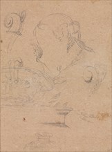 Verona Sketchbook: Architectural motifs with female head (page 45), 1760. Francesco Lorenzi