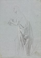 Verona Sketchbook: Standing male with drapery (page 19), 1760. Francesco Lorenzi (Italian,