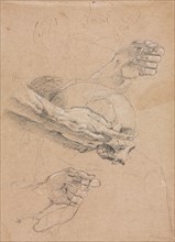 Verona Sketchbook:Study of hands and skull (page 21), 1760. Francesco Lorenzi (Italian, 1723-1787).