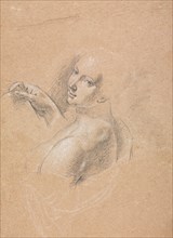Verona Sketchbook: Female nude looking over left shoulder (page 74), 1760. Francesco Lorenzi