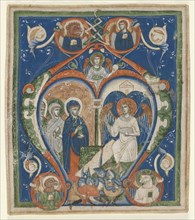 Initial A [ngelus Domini descendit] from an Antiphonary: The Three Marys at the Tomb, c. 1280-1300.