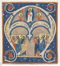 Historiated Initial (A) Excised from a Responsorial: Christ in Majesty with Saints, c. 1280-1300.
