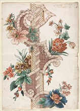 Vertical Decorative Floral Band, 1773. Giacomo Cavenezia (Italian). Pen and brown ink, brush and