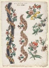 Floral Designs and Floral Bands, 1784. Giacomo Cavenezia (Italian). Pen and brown ink, brush and