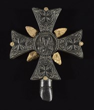 Benediction Cross, 1200s-1400s. Byzantium, Byzantine period, 13th-15th century. Black schist, gold,