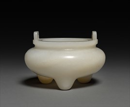 Tripod Incense Burner, Ding Shape, 1644-1911. China, Qing dynasty (1644-1911). Jade; diameter: 10.2