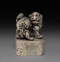 Seal:  Lion and Cub, 1700s. China, Qing dynasty (1644-1911). Stone; overall: 4.2 cm (1 5/8 in.).