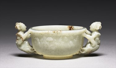 Bowl with Daoist Figures, 1271-1368. China, Yuan dynasty (1271-1368). White jade; diameter of