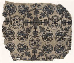 Fragment, 900s. Iran or Iraq, Buyid period, 10th century. Compound tabby; silk; overall: 43.8 x 36