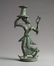 Candelabrum Stand of a Dancing Maenad, 525-500 BC. Italy, Etruscan, late 6th Century BC. Bronze;