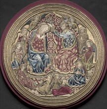 Embroidered Tondo from an Altar Frontal: The Coronation of the Virgin, 1459. Italy, Florence.
