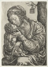 The Virgin Seated at the Foot of a Tree, 1522. Jan Gossaert (Flemish, c1475/78-1532). Engraving