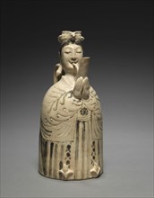 Ewer in the form of a Sheng Player, 11th Century. China, Liao dynasty (916-1125). Glazed, buff