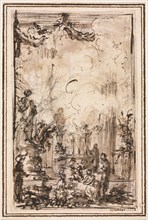Sacrificial Offering in a Temple, after 1750. Giovanni Battista Piranesi (Italian, 1720-1778). Pen