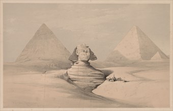 Egypt and Nubia:  Volume I - No. 18, The Great Sphinx, Pyramids of Gizeh, Front View, 1839. Louis