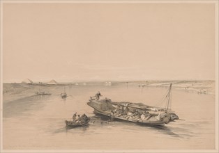 Egypt and Nubia:  Volume I - No. 4, Slave Boats on the Nile, View Looking Towards the Pyramids of