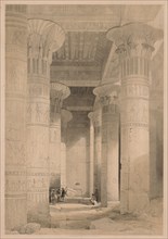 Egypt and Nubia:  Volume I - Frontispiece, View under the Grand Portico, Philae, 1838. Louis Haghe