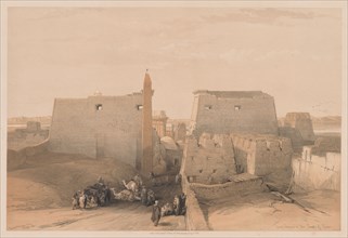 Egypt and Nubia:  Volume II - No. 38, Grand Entrances to the Temple of Luxor, 1838. Louis Haghe