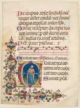Single Leaf Excised from a Choir Psalter: Initial E[xultate Deo] with King David Playing the Lute