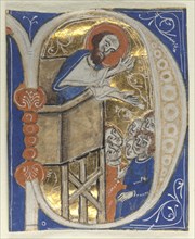 Historiated Initial Excised from a Bible: St. Paul Preaching, 1200s. Italy, 13th century. Tempera