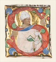 Initial S from a Gradual: St. Augustine, c. 1420. Master of the Murano Gradual (Italian). Ink,