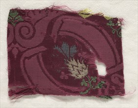 Fragment of Silk Textile, 18th century. Spain, 18th century. Plain cloth, brocaded; silk; average: