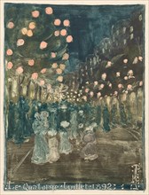 Bastille Day, 1892. Maurice Prendergast (American, 1858-1924). Monotype in oil colors; sheet: 30.5