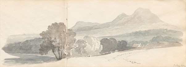 Sketchbook: Eildon Hills, 1814. Samuel Prout (British, 1783-1852). Graphite with gray and brown