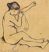 Seated Female Nude, first third 1900s. Suzanne Valadon (French, 1865-1938). Black crayon; sheet: 17