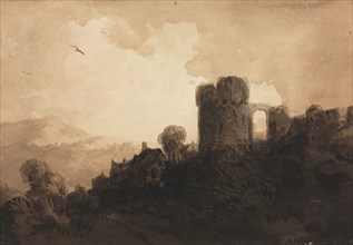 Landscape with Castle Ruin. Richard Parkes Bonington (British, 1802-1828).
