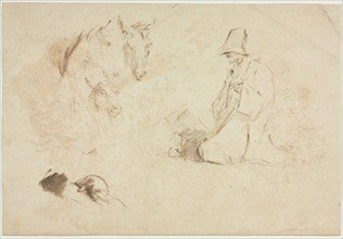 Sketches: Figures and Animals. Thomas Gainsborough (British, 1727-1788). Brush and brown ink;