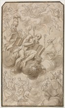 Ascension of Saint Jerome, 1600s. Karel Skréta (Czech, 1610-1674). Pen and brown ink, graphite and
