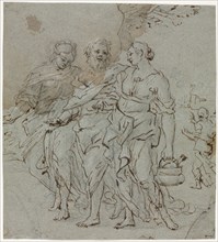 Lot and His Daughters, 1600s. Circle of Pietro da Cortona (Italian, 1596-1669). Pen and brown ink