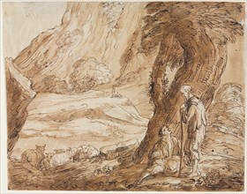 Landscape with Sheep and Two Shepherds, first half 19th century?. Thomas Barker (British,