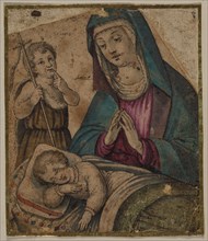 Virgin and Child with Saint John (recto) Unidentifiable (verso) , 1500s. Italy, 16th century. Pen