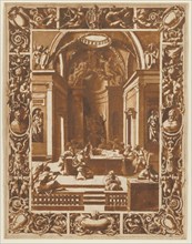 Architectural Conference, c. 1622. Italy, 17th century. Pen and brown ink and brush and brown wash