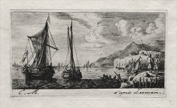 Calais - Flushing Boats, 1850. Charles Meryon (French, 1821-1868). Etching