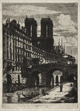 Etchings of Paris:  The Little Bridge, 1850. Charles Meryon (French, 1821-1868). Etching and