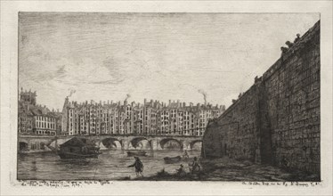 The Exchange Bridge, Paris, about 1784, 1855. Charles Meryon (French, 1821-1868). Etching