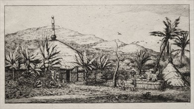 New Caledonia:  Large Native Hut on the Road from Balade to Puebo, 1845, 1863. Charles Meryon