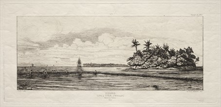 Oceania:  Fishing near Islands with Palms in the Uea or Wallis Group, 1845, 1863. Charles Meryon
