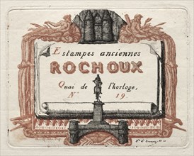 The Address Card of Rochoux, a Printseller, c. 1856. Charles Meryon (French, 1821-1868). Etching