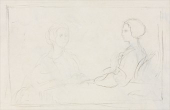 Two Seated Women (verso), 1856-1860. Edgar Degas (French, 1834-1917). Black crayon; sheet: 17 x 21